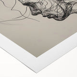 Boho Wall Decor - Abstract Line Art Portrait in Black Bohemian Canvas