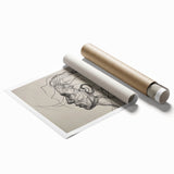 Boho Wall Decor - Abstract Line Art Portrait in Black Bohemian Canvas