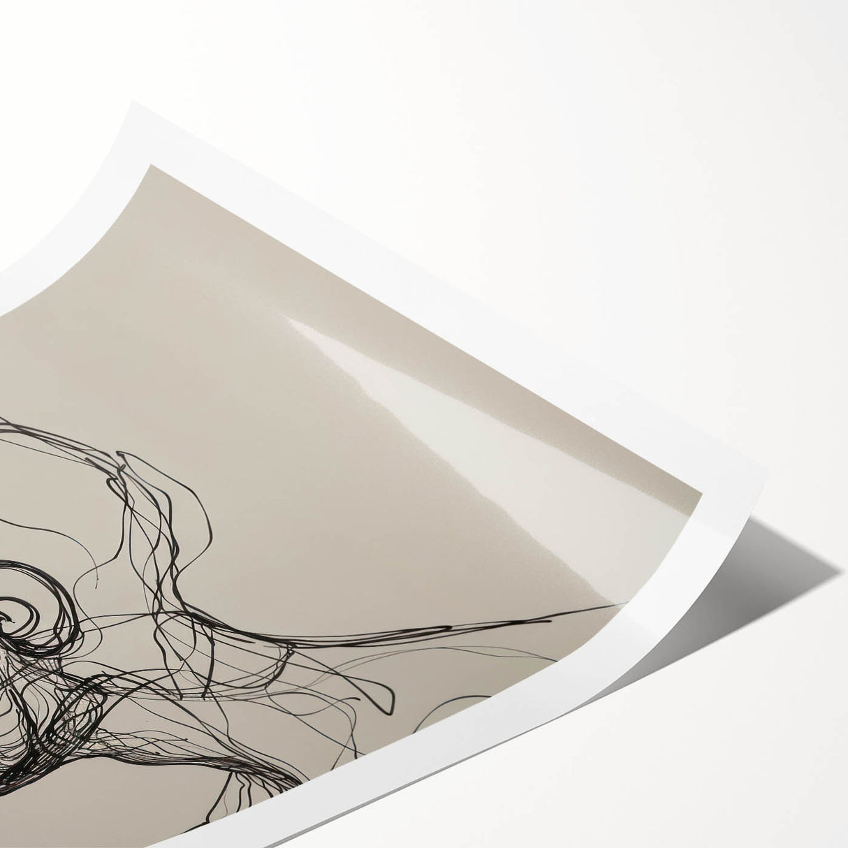 Boho Wall Decor - Abstract Line Art Portrait in Black Bohemian Canvas