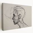 Boho Wall Decor - Abstract Line Art Portrait in Black Bohemian Canvas