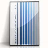 Bohemian Wall Art | Bauhaus Exhibition 1923 Boho Canvas | Blue Stripes