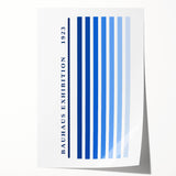 Bohemian Wall Art | Bauhaus Exhibition 1923 Boho Canvas | Blue Stripes