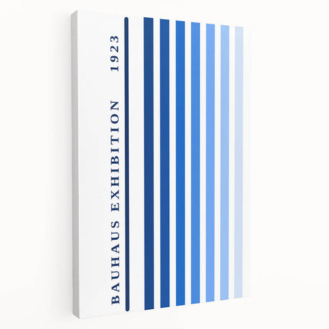 Bohemian Wall Art | Bauhaus Exhibition 1923 Boho Canvas | Blue Stripes