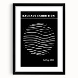 Bohemian Wall Art | Black & White Bauhaus Wavy Lines Canvas | Eclectic Print