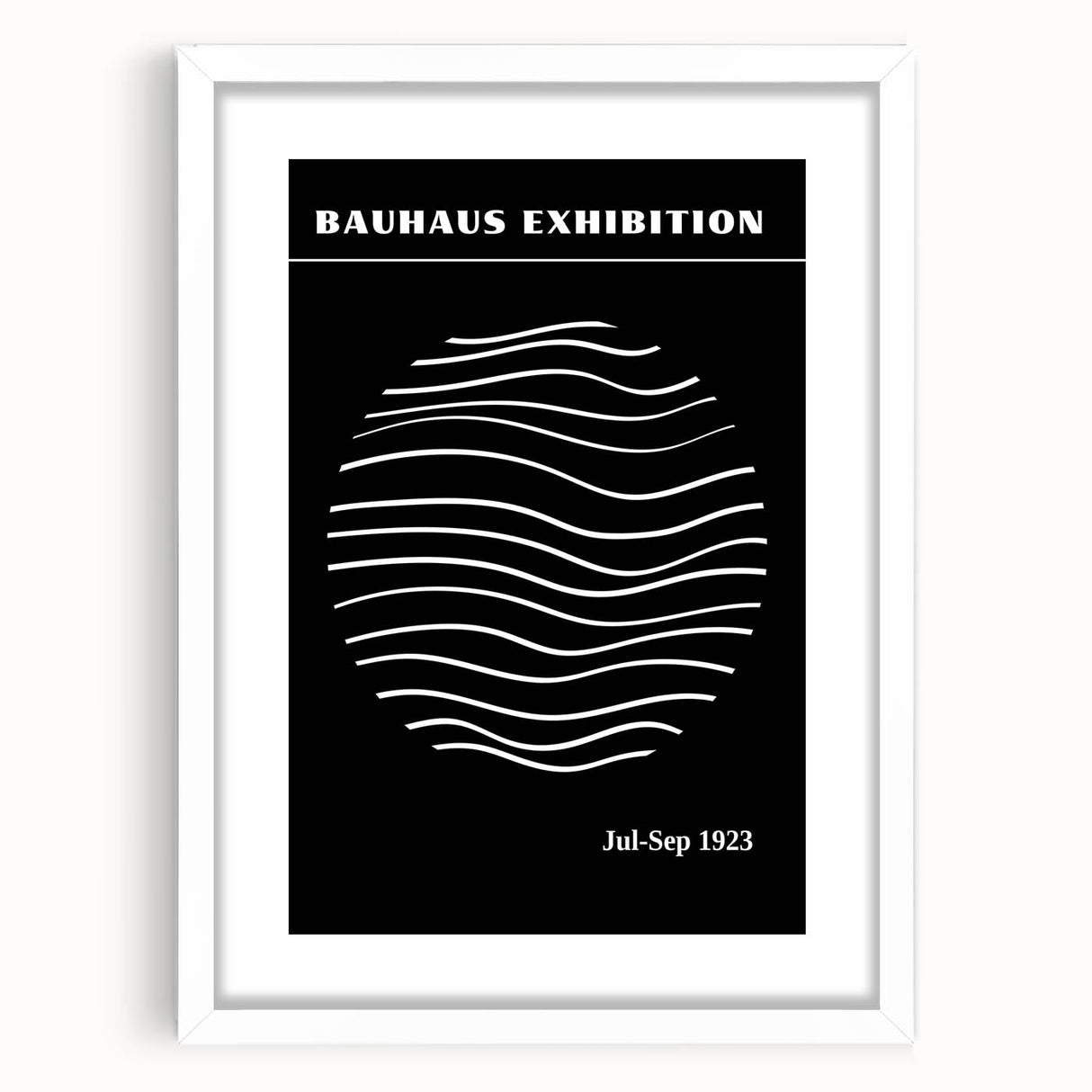 Bohemian Wall Art | Black & White Bauhaus Wavy Lines Canvas | Eclectic Print