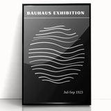 Bohemian Wall Art | Black & White Bauhaus Wavy Lines Canvas | Eclectic Print