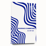 Bohemian Wall Art | Bauhaus Exhibition 1923 Boho Canvas | Blue Wavy Lines