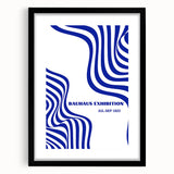 Bohemian Wall Art | Bauhaus Exhibition 1923 Boho Canvas | Blue Wavy Lines