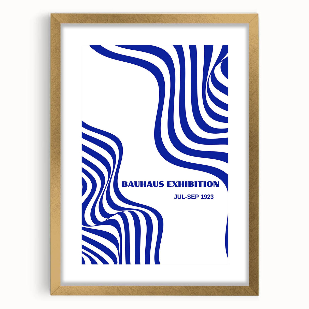 Bohemian Wall Art | Bauhaus Exhibition 1923 Boho Canvas | Blue Wavy Lines