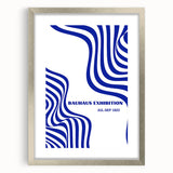 Bohemian Wall Art | Bauhaus Exhibition 1923 Boho Canvas | Blue Wavy Lines