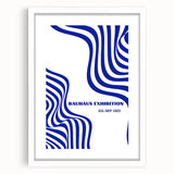 Bohemian Wall Art | Bauhaus Exhibition 1923 Boho Canvas | Blue Wavy Lines