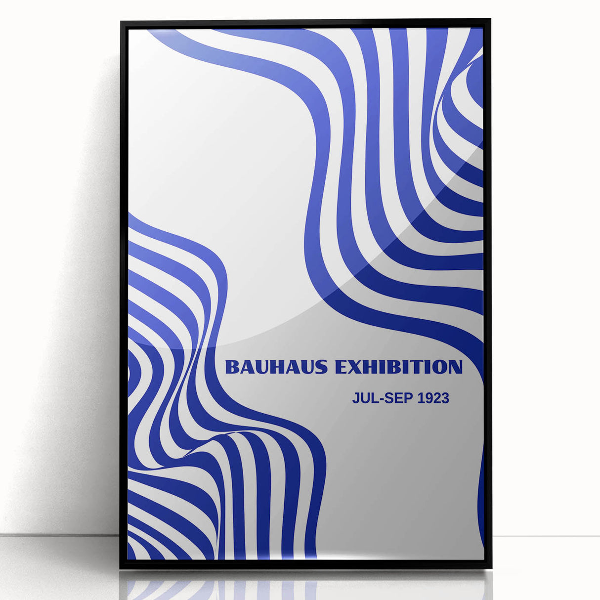 Bohemian Wall Art | Bauhaus Exhibition 1923 Boho Canvas | Blue Wavy Lines