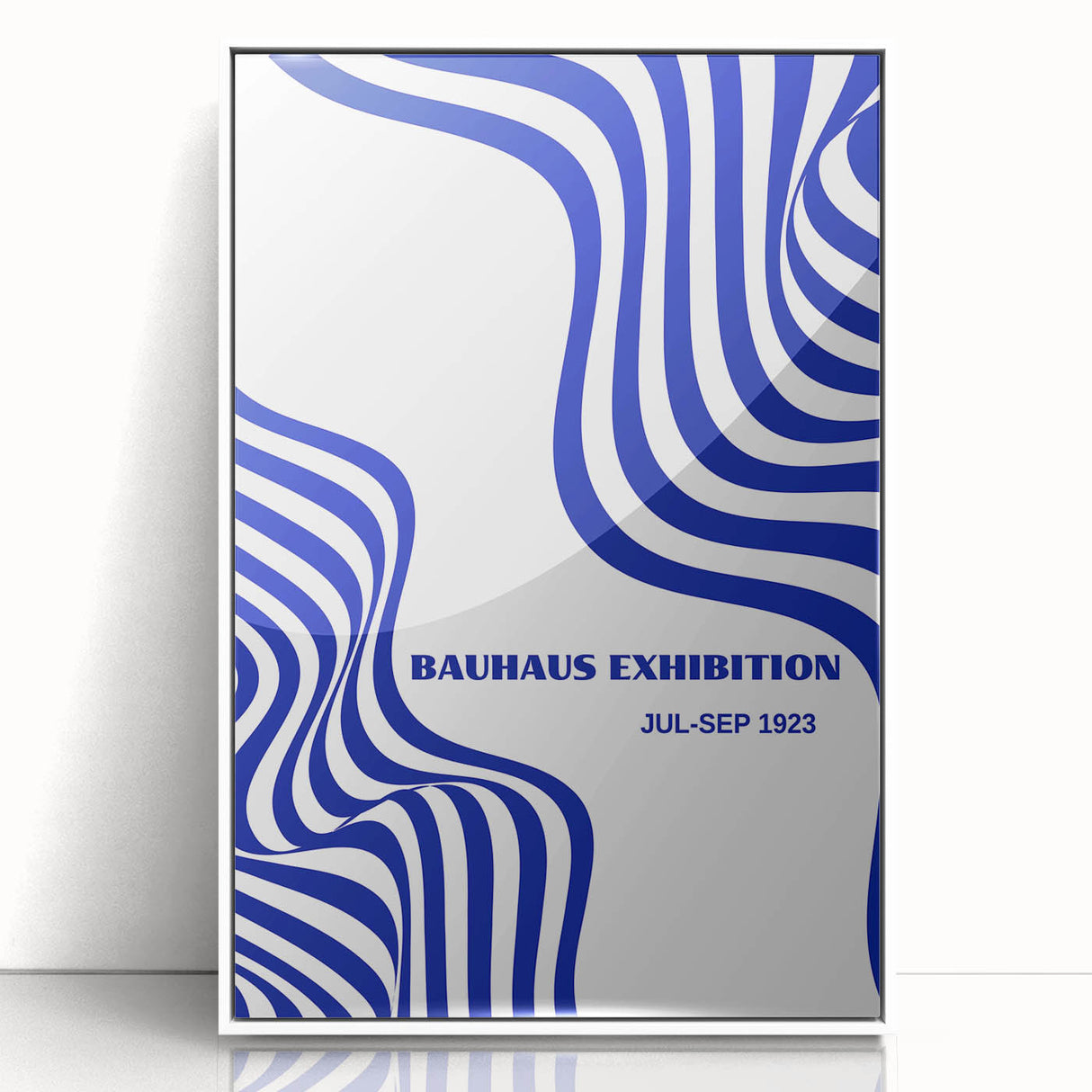 Bohemian Wall Art | Bauhaus Exhibition 1923 Boho Canvas | Blue Wavy Lines