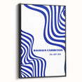 Bohemian Wall Art | Bauhaus Exhibition 1923 Boho Canvas | Blue Wavy Lines