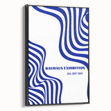 Bohemian Wall Art | Bauhaus Exhibition 1923 Boho Canvas | Blue Wavy Lines