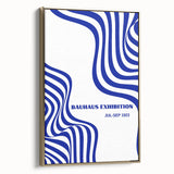 Bohemian Wall Art | Bauhaus Exhibition 1923 Boho Canvas | Blue Wavy Lines