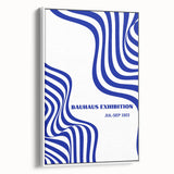 Bohemian Wall Art | Bauhaus Exhibition 1923 Boho Canvas | Blue Wavy Lines