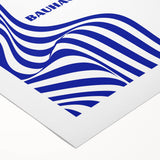 Bohemian Wall Art | Bauhaus Exhibition 1923 Boho Canvas | Blue Wavy Lines
