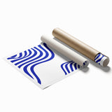 Bohemian Wall Art | Bauhaus Exhibition 1923 Boho Canvas | Blue Wavy Lines