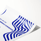 Bohemian Wall Art | Bauhaus Exhibition 1923 Boho Canvas | Blue Wavy Lines