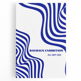 Bohemian Wall Art | Bauhaus Exhibition 1923 Boho Canvas | Blue Wavy Lines