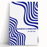 Bohemian Wall Art | Bauhaus Exhibition 1923 Boho Canvas | Blue Wavy Lines