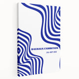 Bohemian Wall Art | Bauhaus Exhibition 1923 Boho Canvas | Blue Wavy Lines