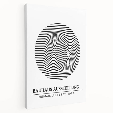 Bohemian Wall Art | Bauhaus Wavy Lines Circle Boho Canvas | Eclectic Print