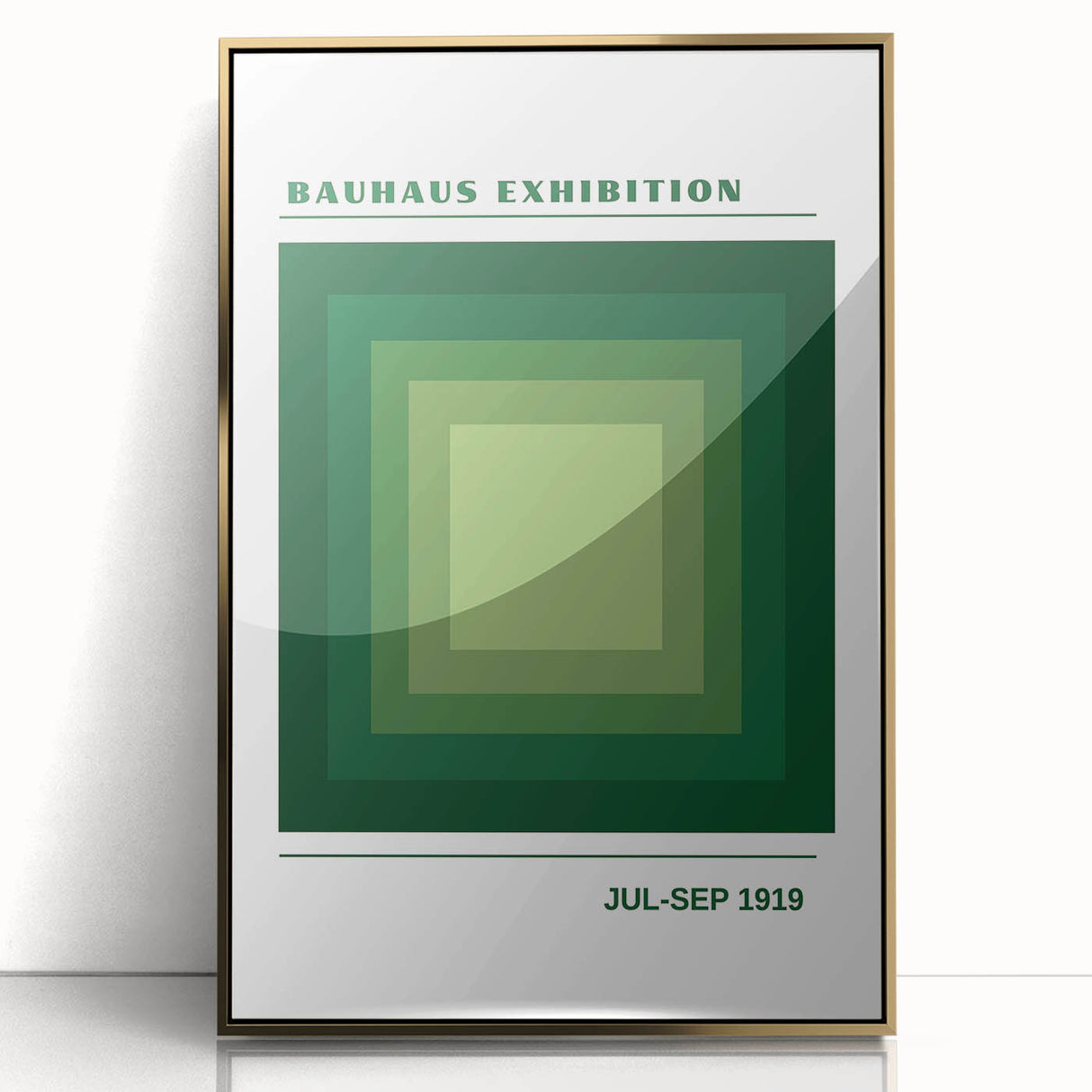Bohemian Wall Art | Bauhaus Green Square Gradient Canvas | Eclectic Print