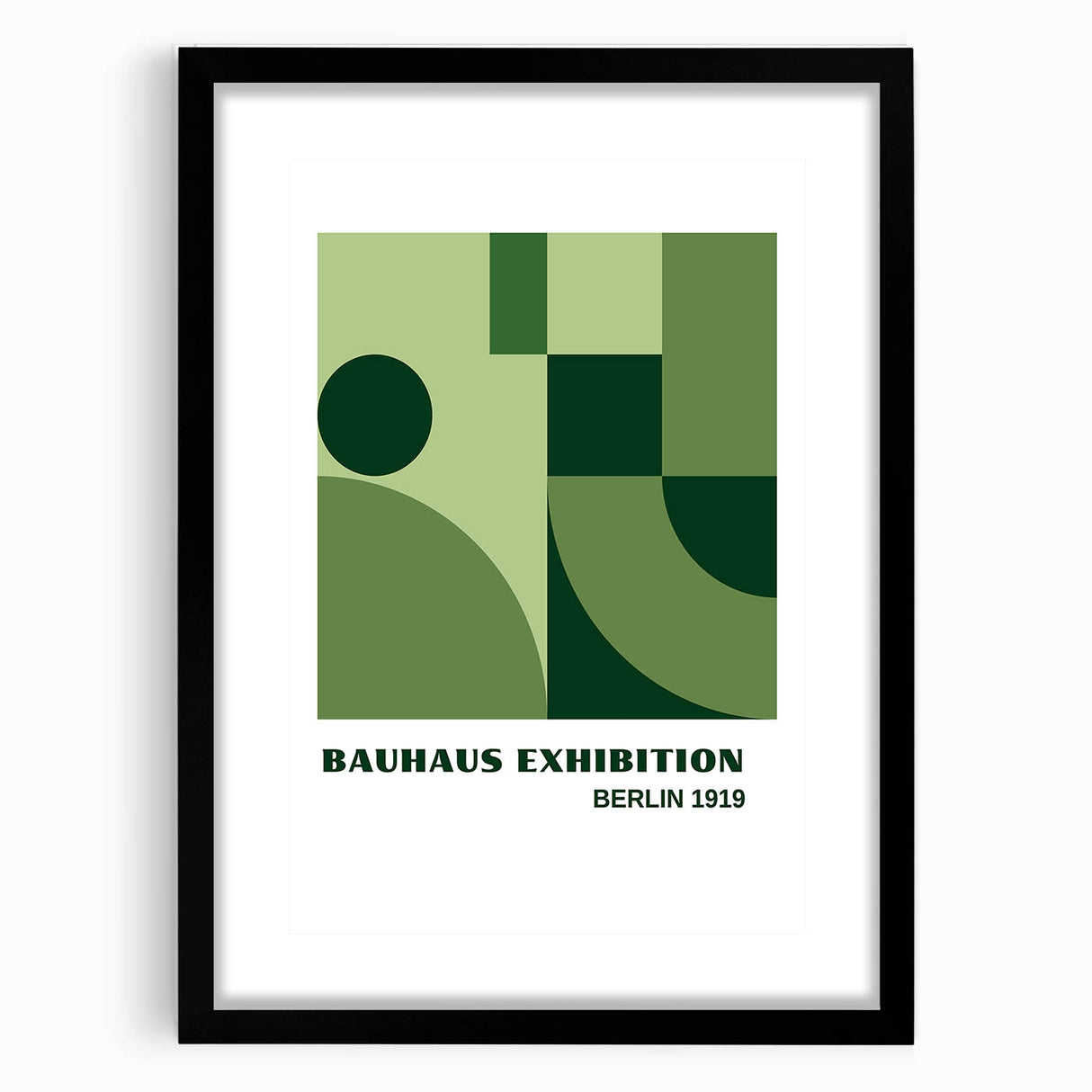 Bohemian Wall Art | Bauhaus Geometric Green Shapes Canvas | Eclectic Print
