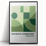 Bohemian Wall Art | Bauhaus Geometric Green Shapes Canvas | Eclectic Print