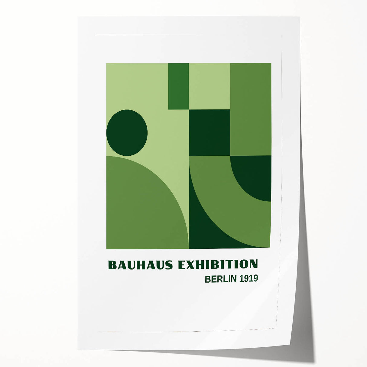 Bohemian Wall Art | Bauhaus Geometric Green Shapes Canvas | Eclectic Print