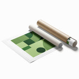 Bohemian Wall Art | Bauhaus Geometric Green Shapes Canvas | Eclectic Print