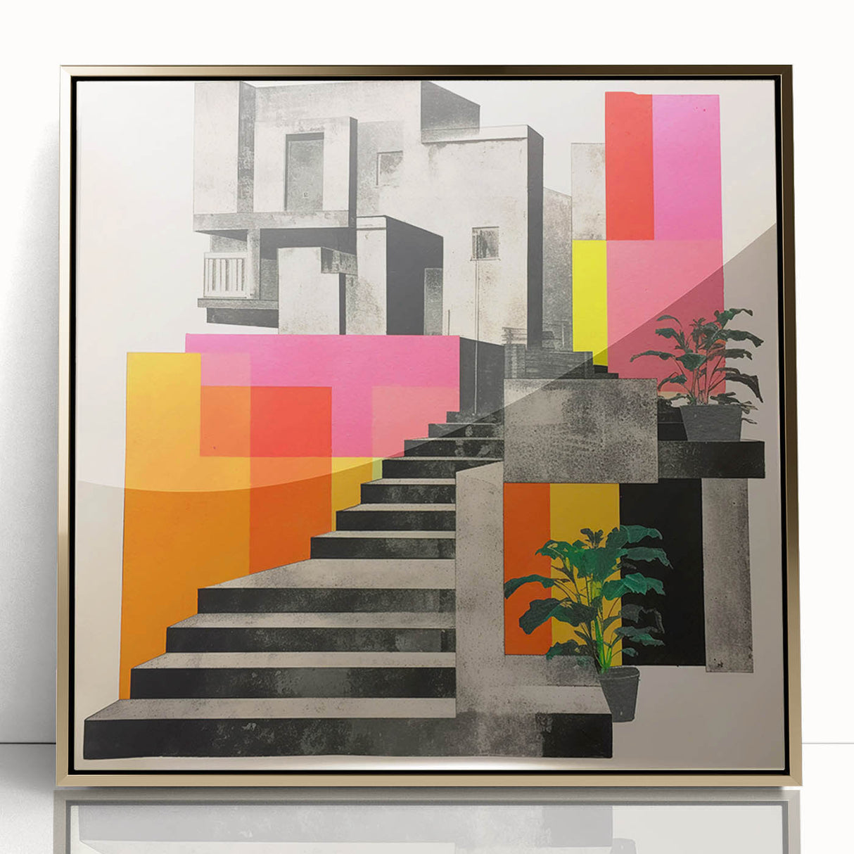 Brutalist Wall Art with Geometric Design | Modern Industrial Canvas Print