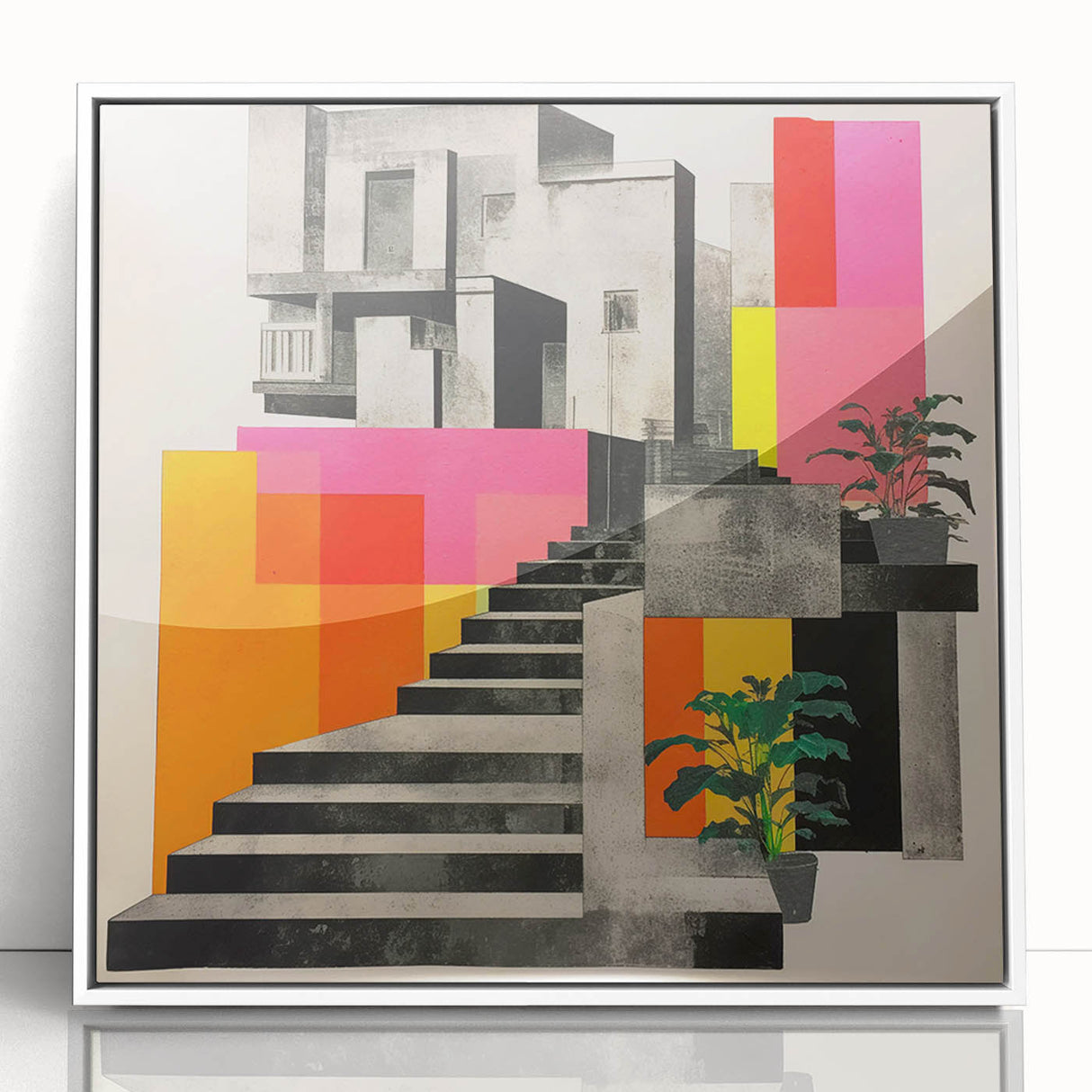 Brutalist Wall Art with Geometric Design | Modern Industrial Canvas Print