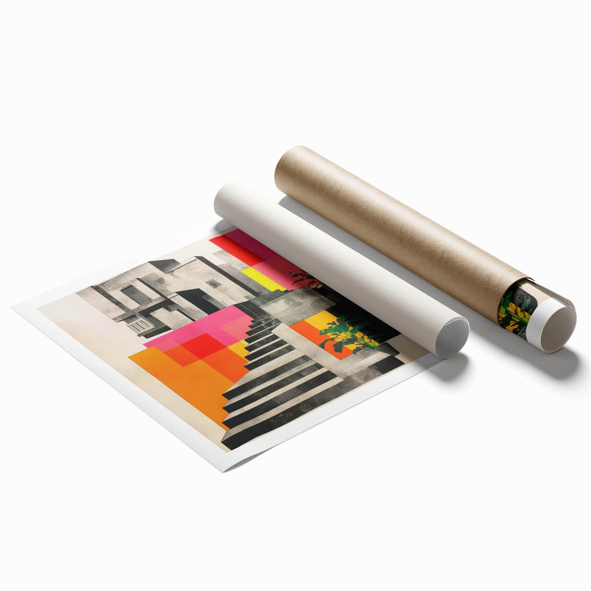 Brutalist Wall Art with Geometric Design | Modern Industrial Canvas Print