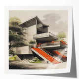 Brutalist Wall Art | Modern Concrete Structure | Industrial Design Canvas