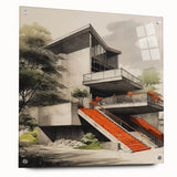 Brutalist Wall Art | Modern Concrete Structure | Industrial Design Canvas