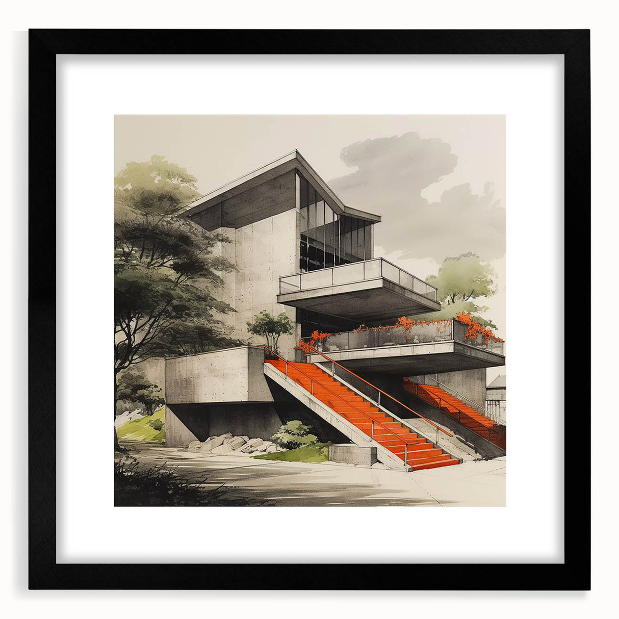 Brutalist Wall Art | Modern Concrete Structure | Industrial Design Canvas