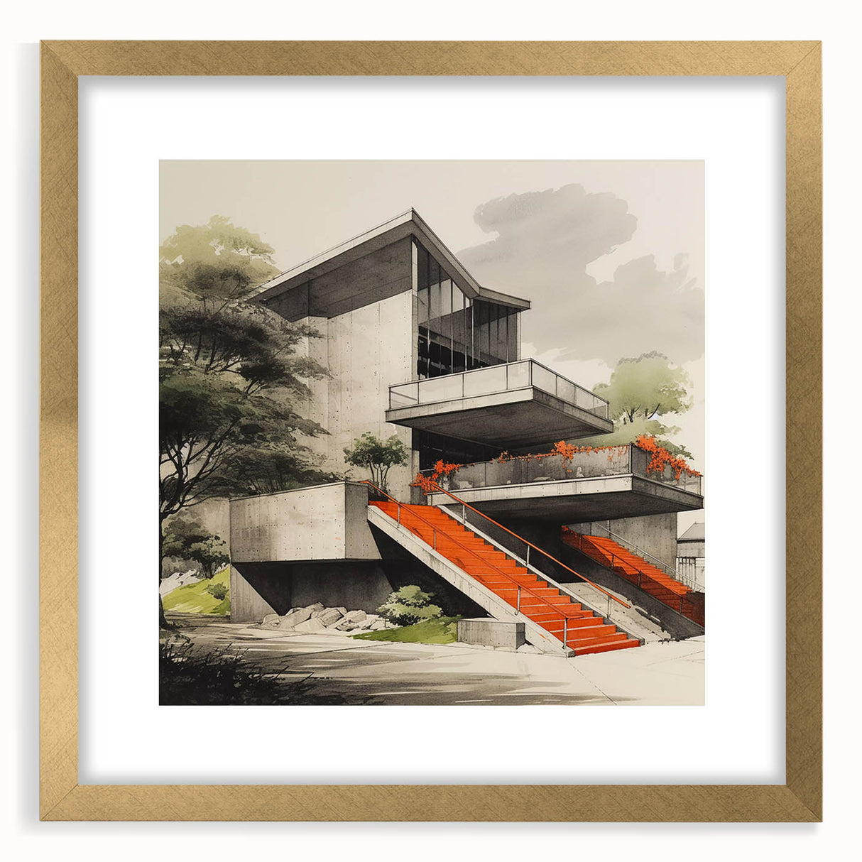 Brutalist Wall Art | Modern Concrete Structure | Industrial Design Canvas