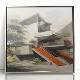 Brutalist Wall Art | Modern Concrete Structure | Industrial Design Canvas