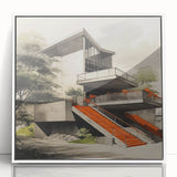 Brutalist Wall Art | Modern Concrete Structure | Industrial Design Canvas