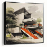 Brutalist Wall Art | Modern Concrete Structure | Industrial Design Canvas