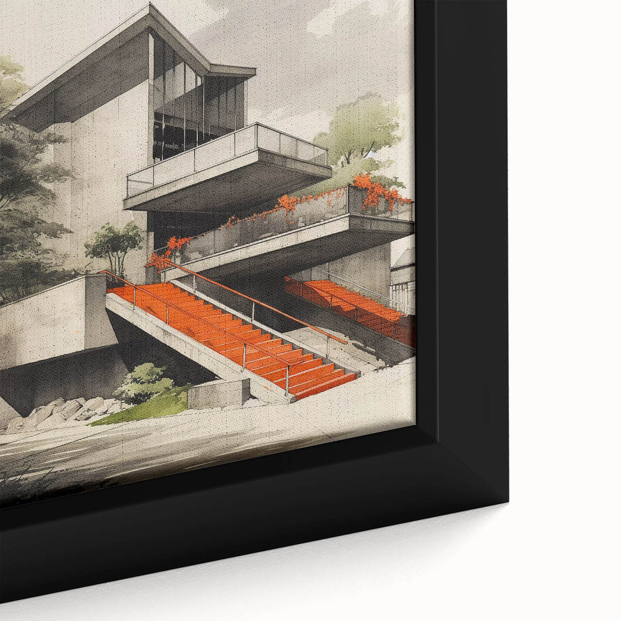 Brutalist Wall Art | Modern Concrete Structure | Industrial Design Canvas