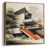 Brutalist Wall Art | Modern Concrete Structure | Industrial Design Canvas