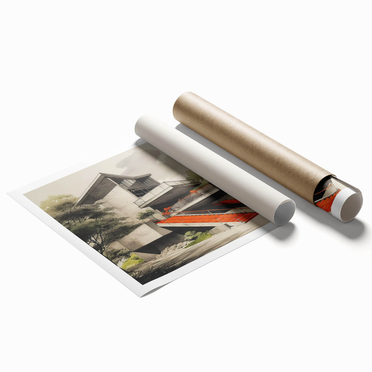 Brutalist Wall Art | Modern Concrete Structure | Industrial Design Canvas