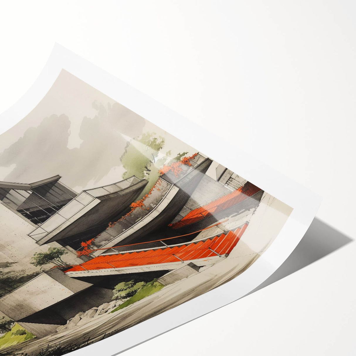 Brutalist Wall Art | Modern Concrete Structure | Industrial Design Canvas