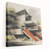 Brutalist Wall Art | Modern Concrete Structure | Industrial Design Canvas
