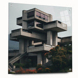 Brutalist Wall Art | Modern Geometric Architecture | Industrial Canvas Print