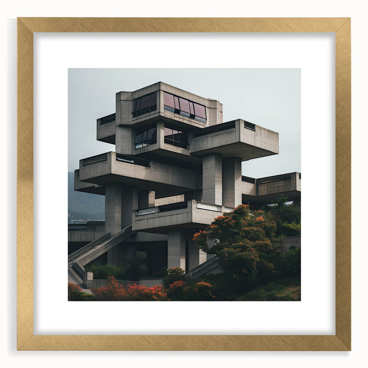 Brutalist Wall Art | Modern Geometric Architecture | Industrial Canvas Print